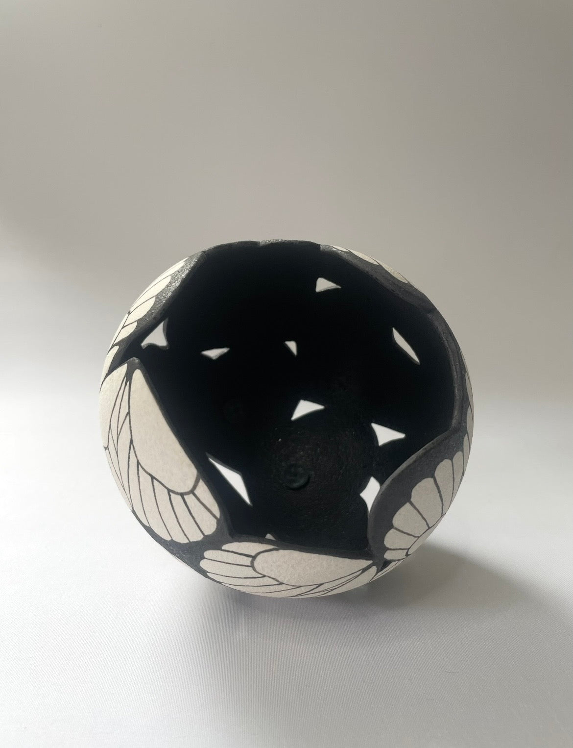 Butterfly ceramic sculpture Black and white.