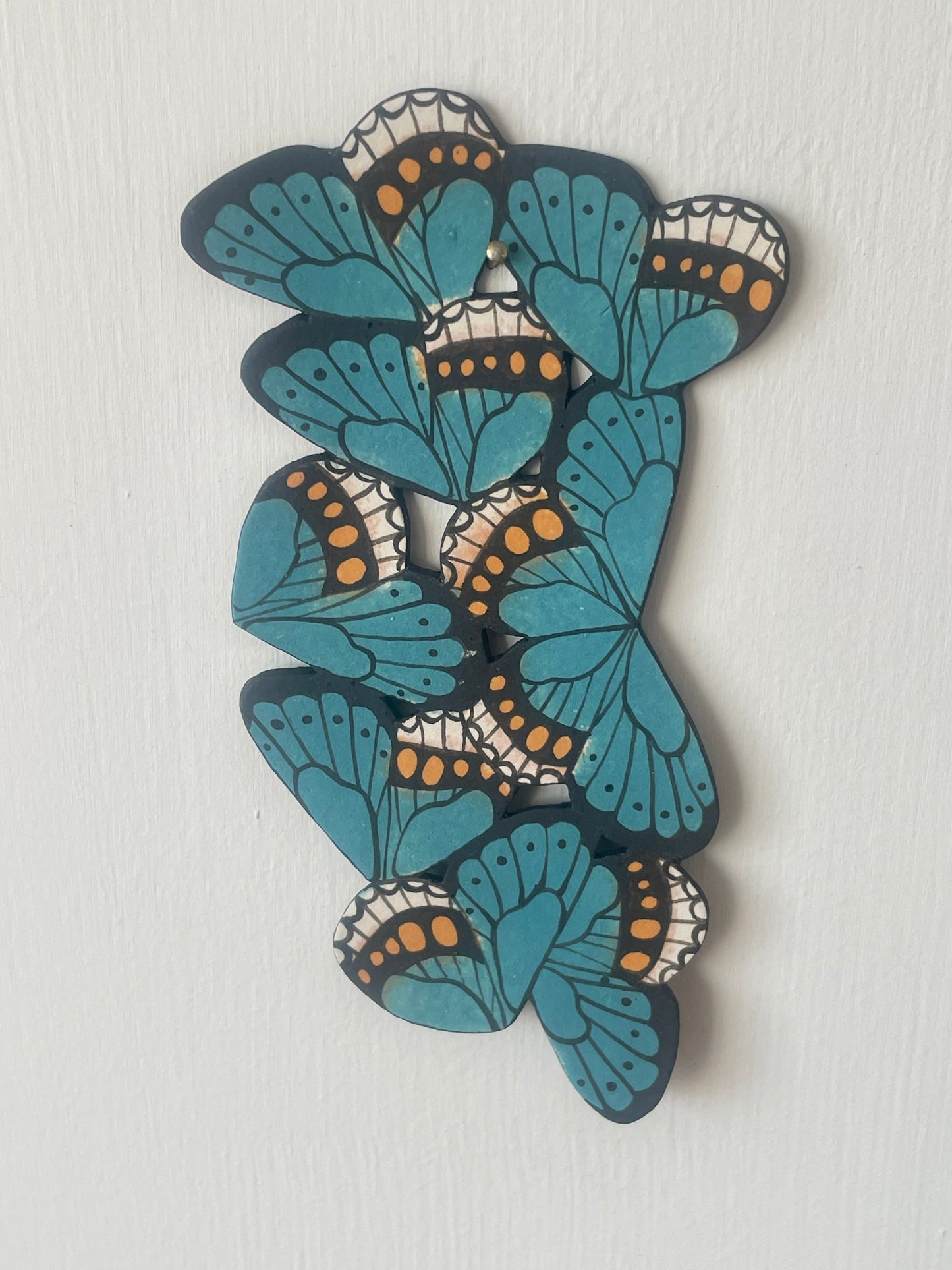 Butterfly Ceramic Imagination Small Wall Teal
