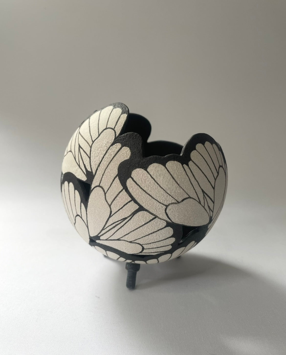 Butterfly ceramic sculpture Black and white.