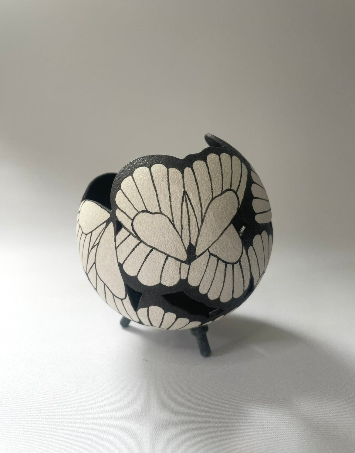 Butterfly ceramic sculpture Black and white.