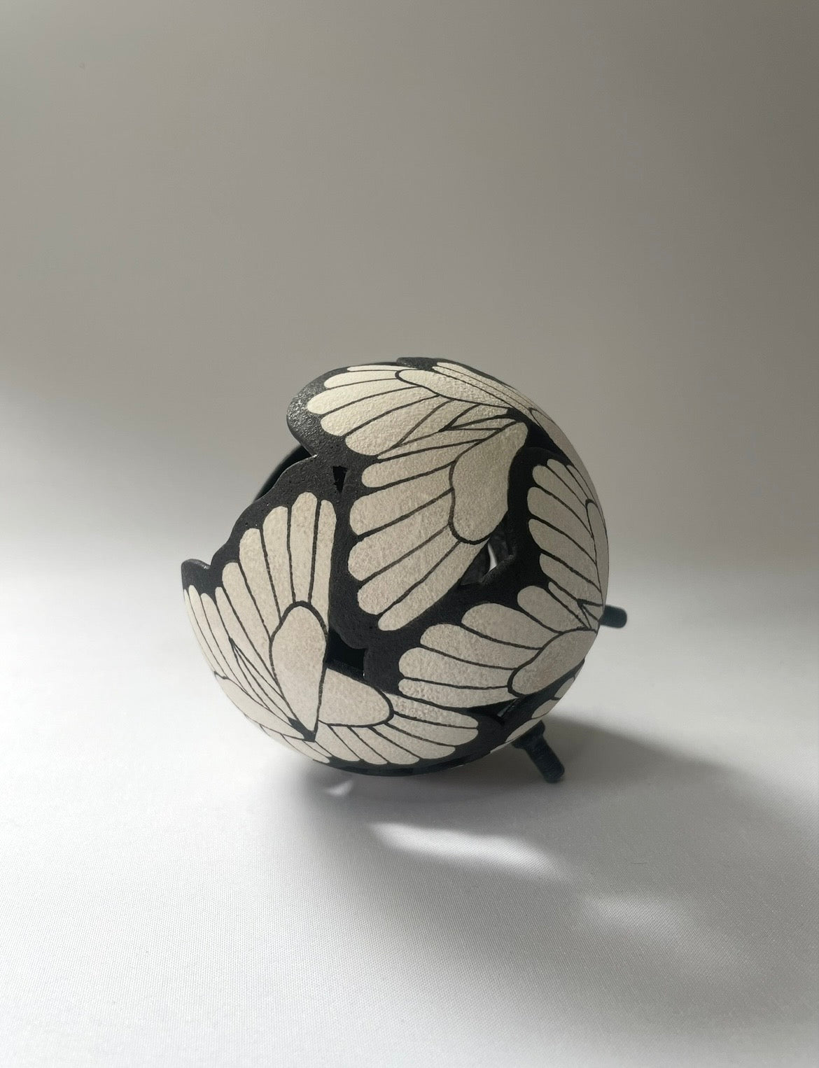Butterfly ceramic sculpture Black and white.