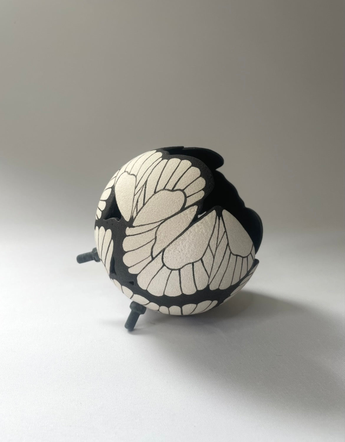 Butterfly ceramic sculpture Black and white.