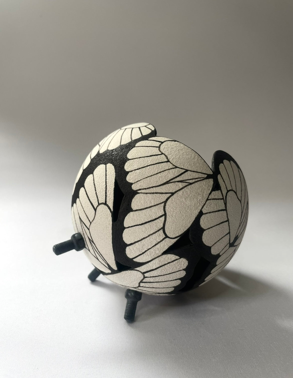 Butterfly ceramic sculpture Black and white.