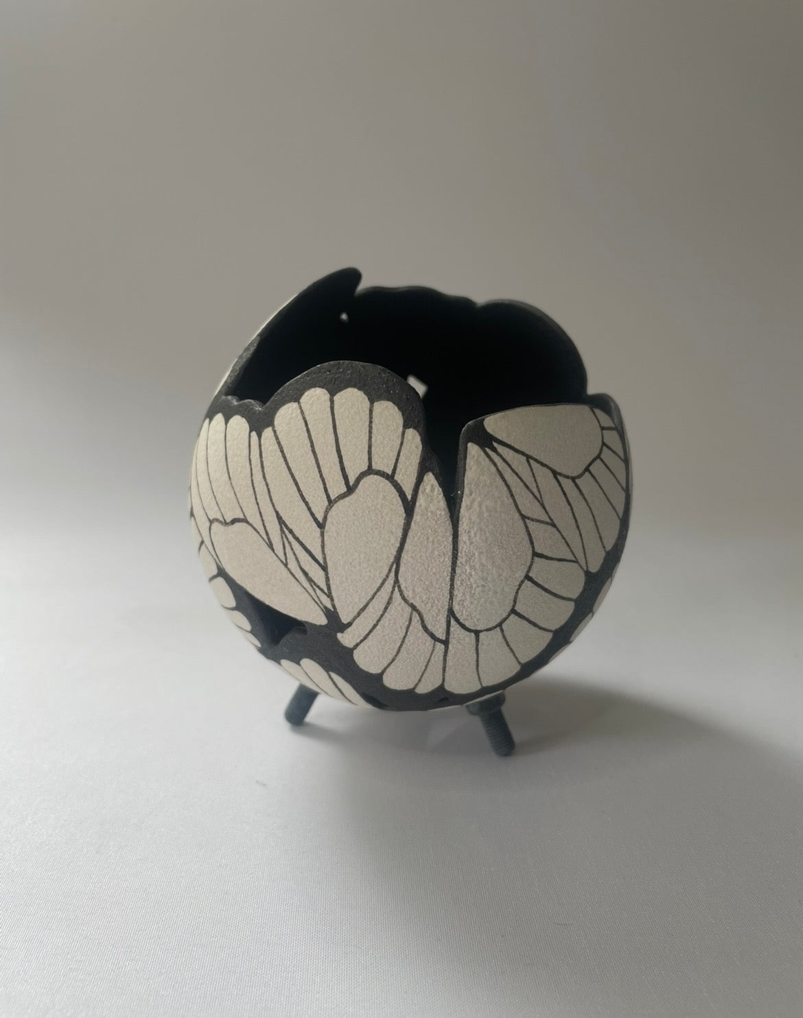 Butterfly ceramic sculpture Black and white.
