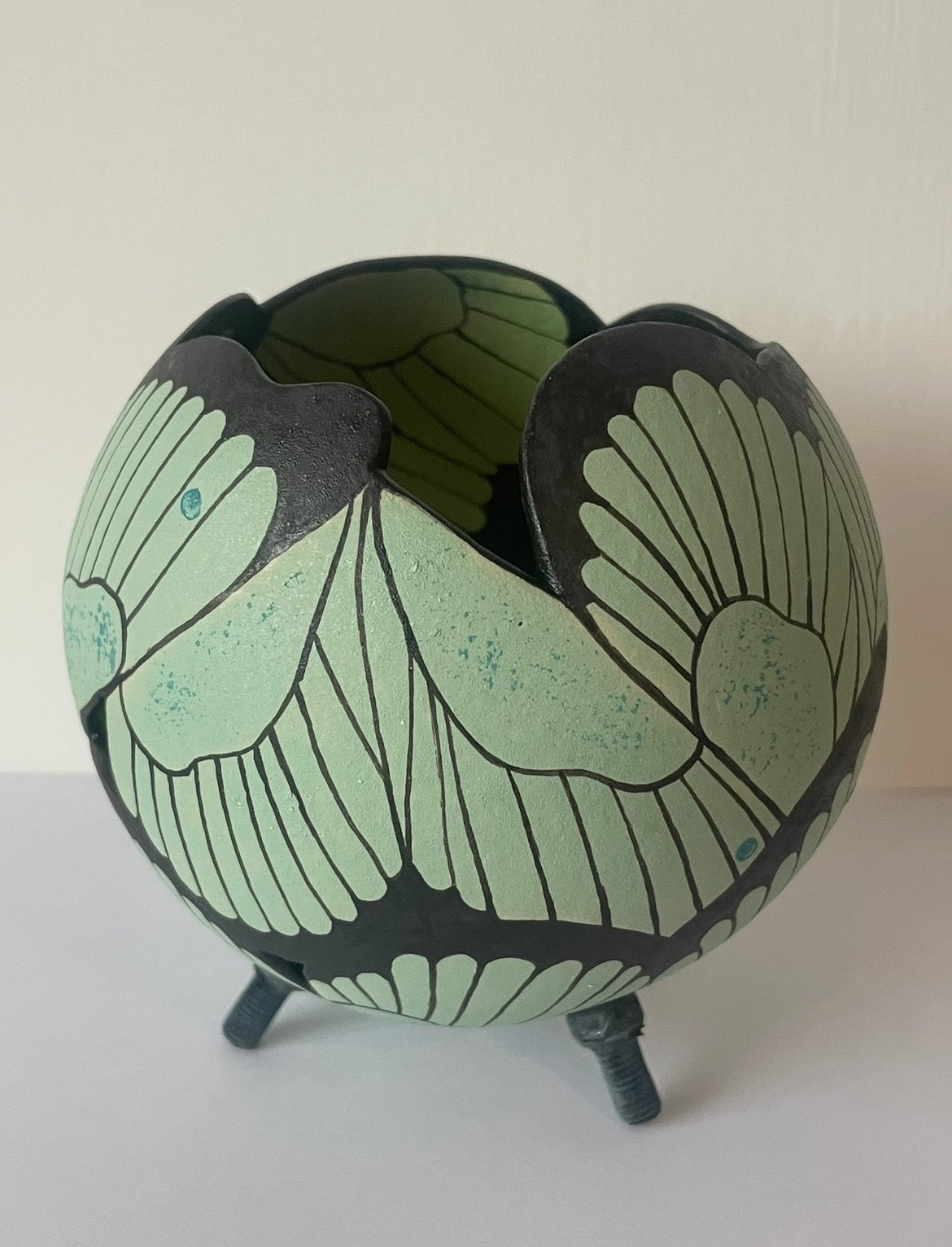 Ceramic butterfly sculpture greens.