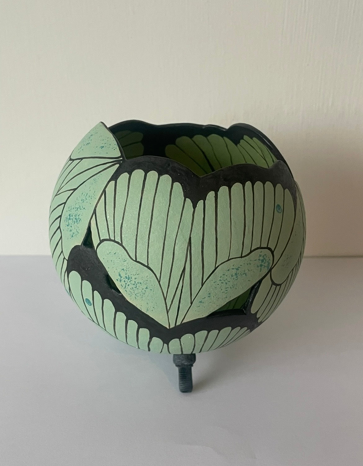 Ceramic butterfly sculpture greens.