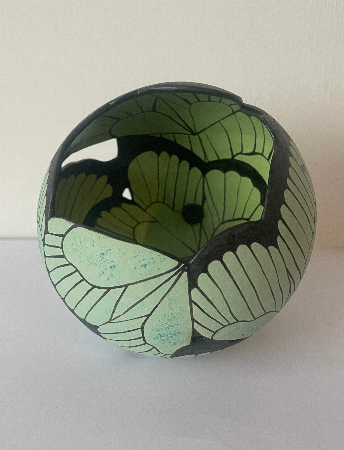 Ceramic butterfly sculpture greens.