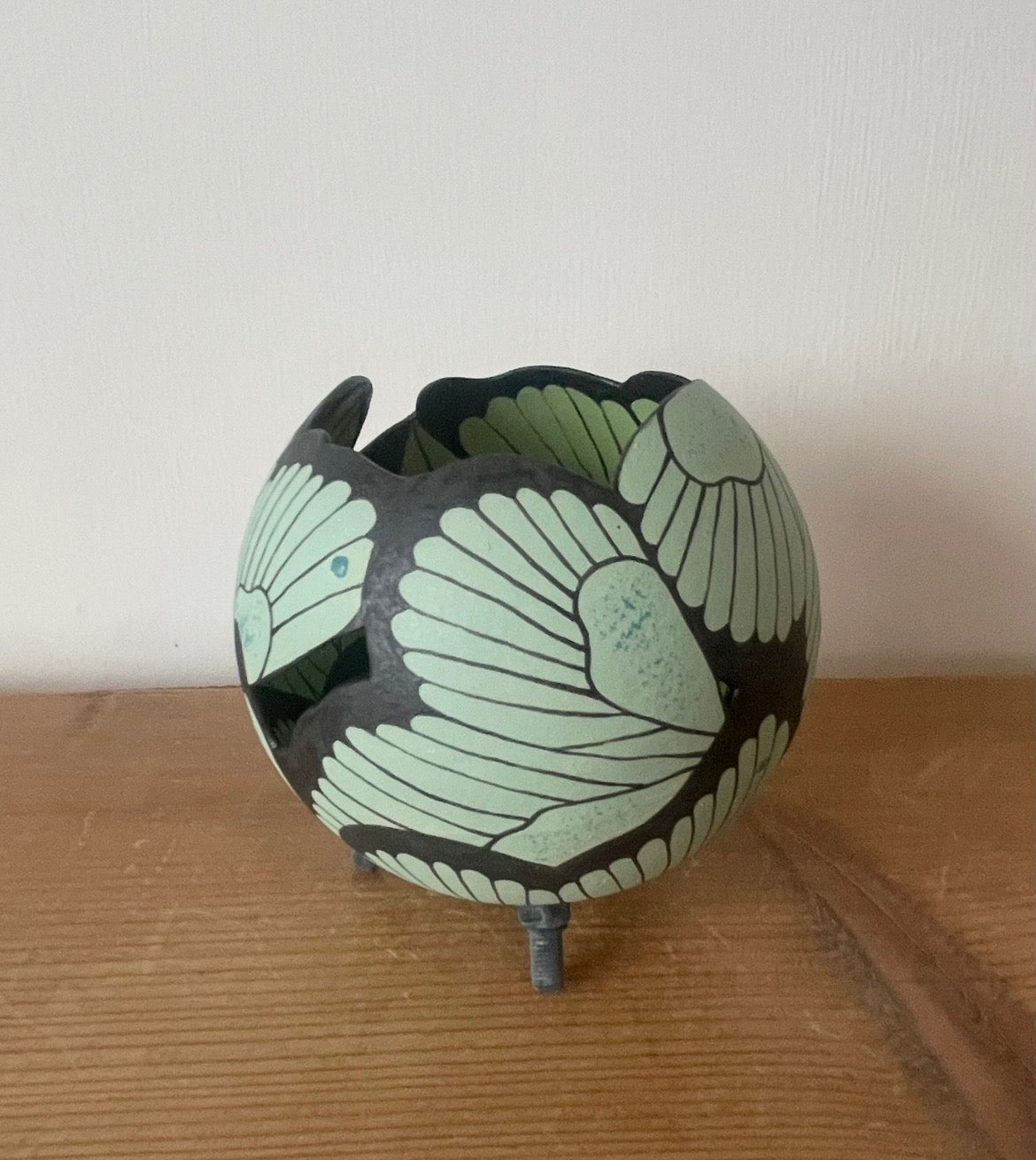 Ceramic butterfly sculpture greens.