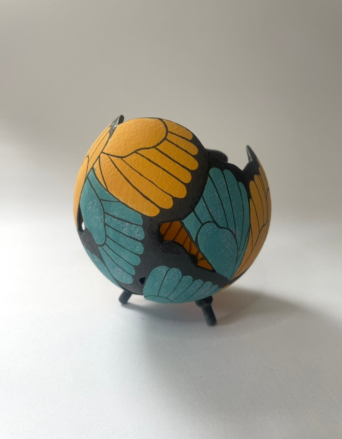 Ceramic butterfly sculpture multi coloured.