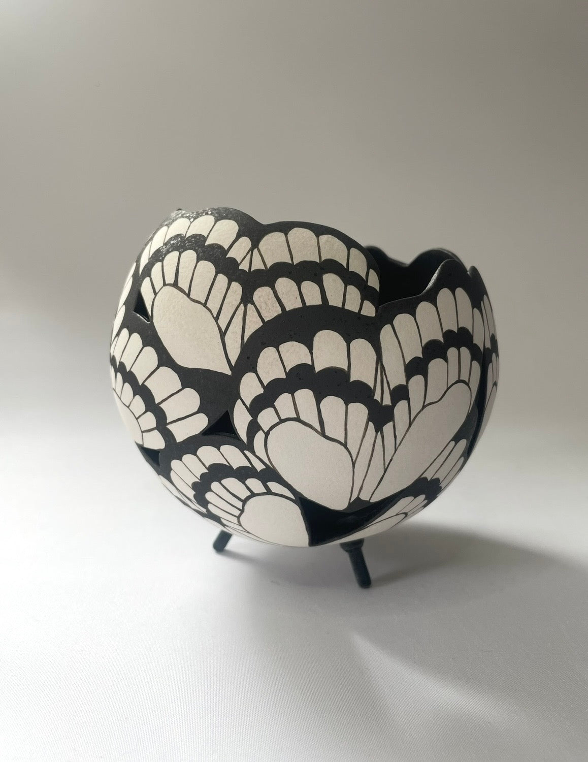 Butterfly ceramic sculpture black and white.