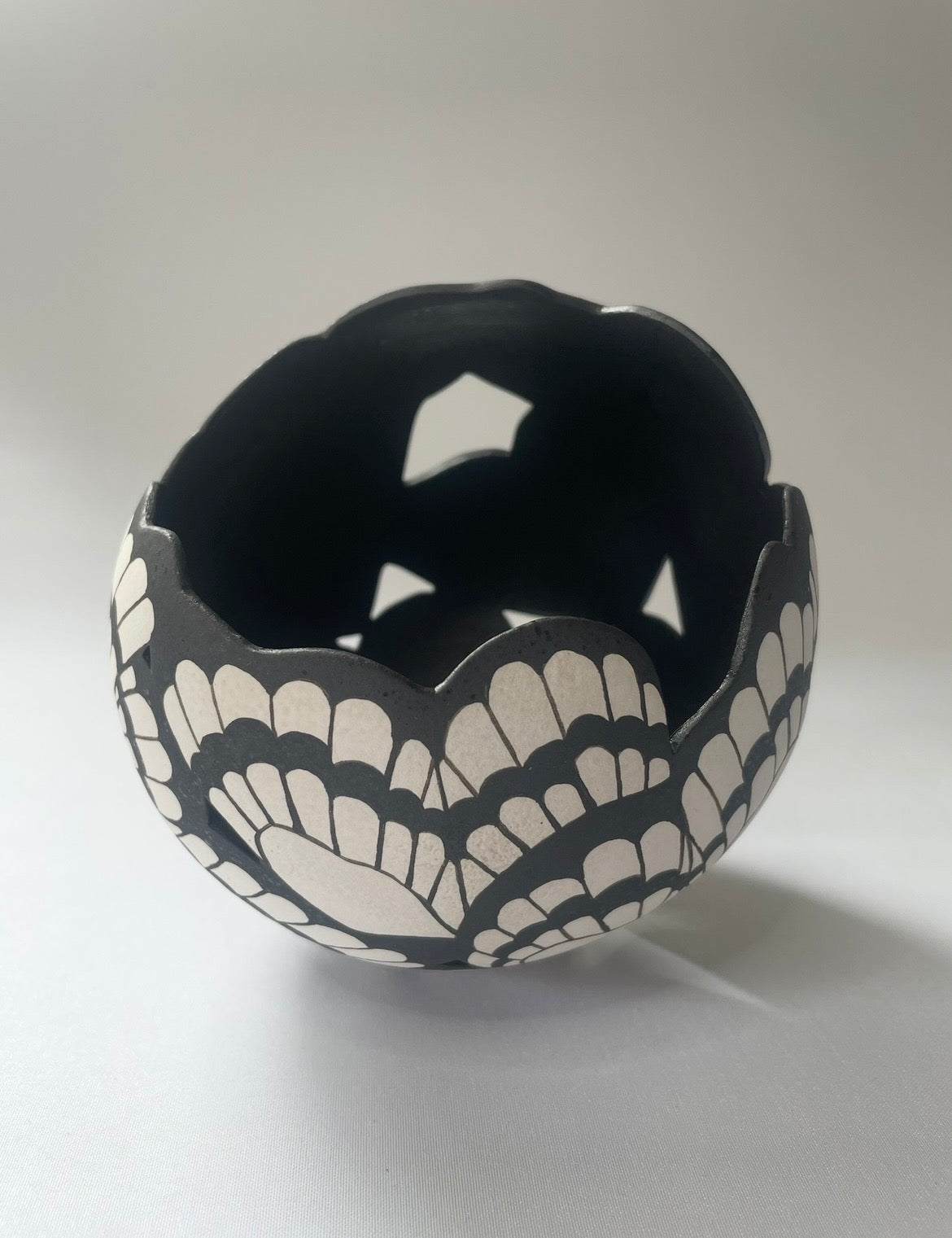 Butterfly ceramic sculpture black and white.