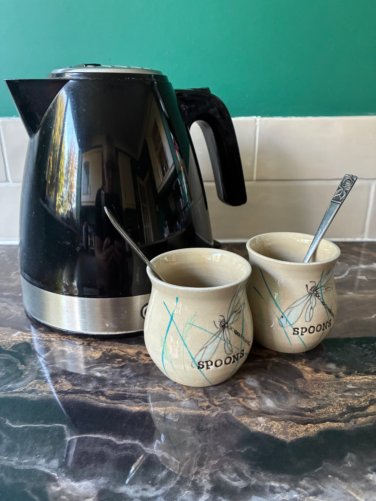 Two dragonfly tea spoon holders