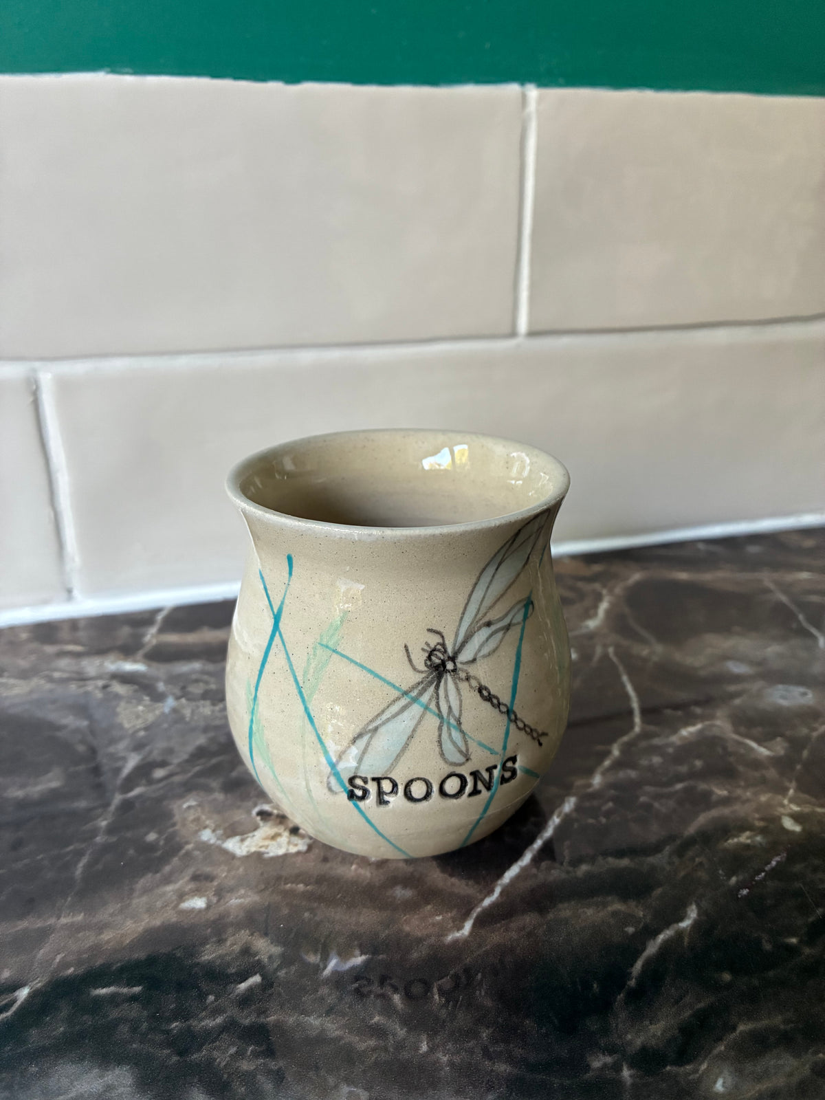 Two dragonfly tea spoon holders