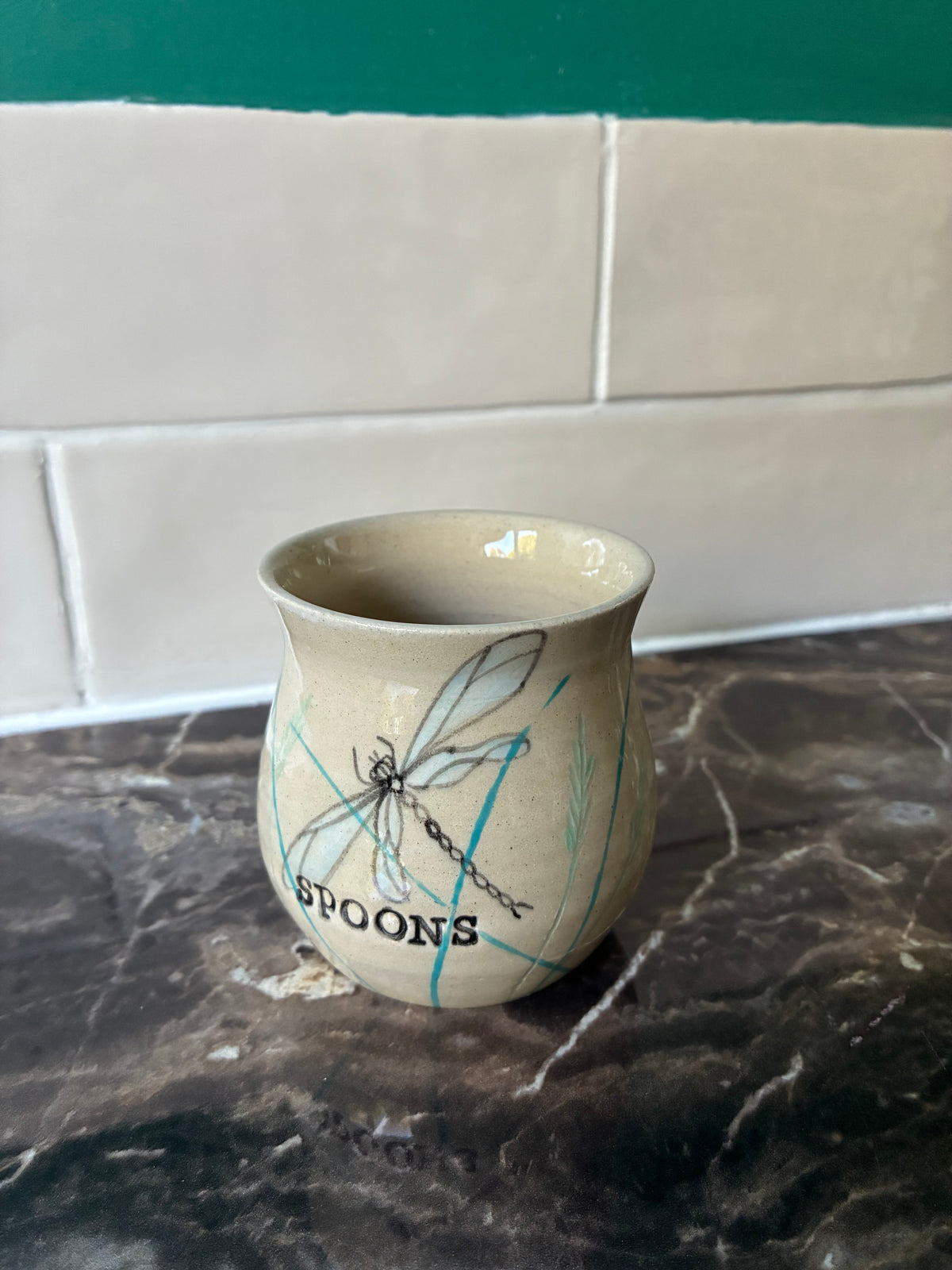 Two dragonfly tea spoon holders