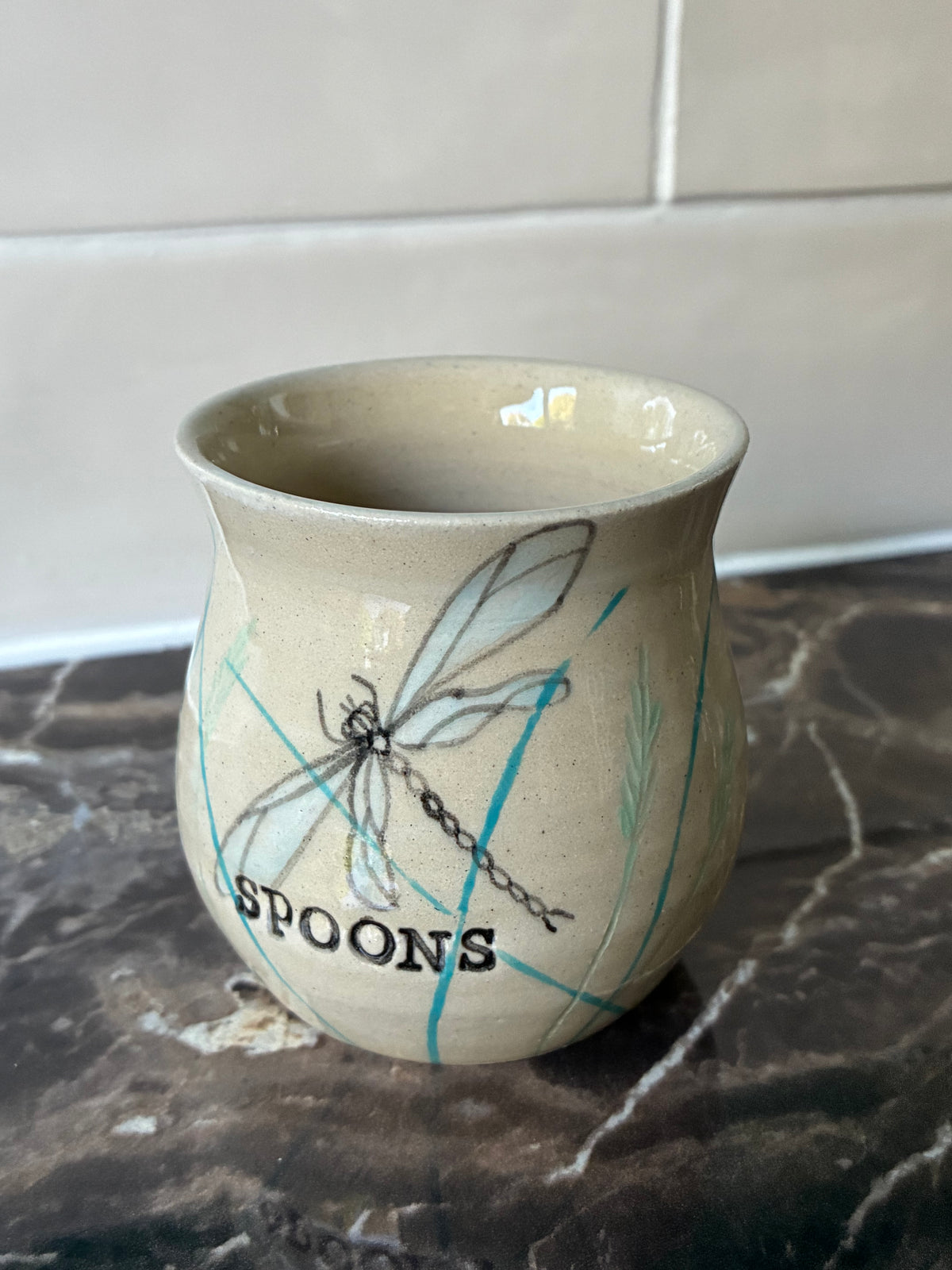 Two dragonfly tea spoon holders