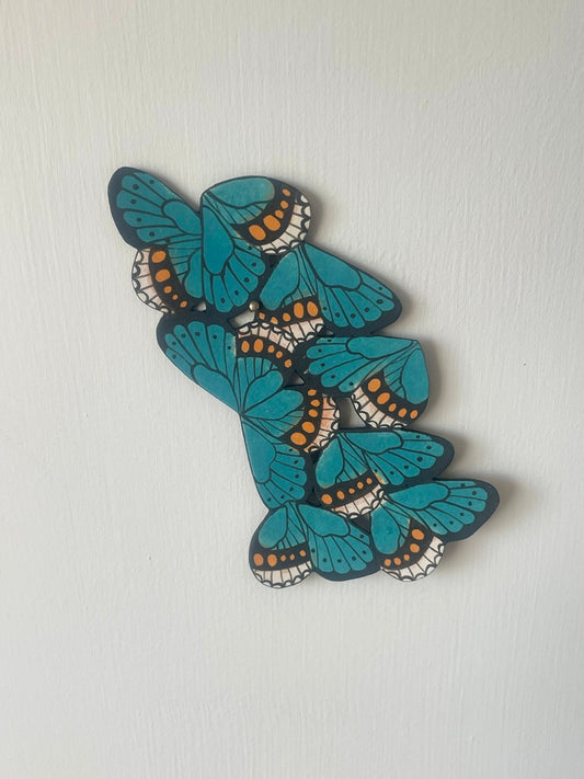 Butterfly Ceramic Imagination Small Wall Teal